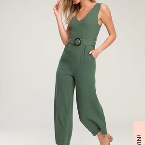 Avalon Sage Green Belted Culotte Jumpsuit